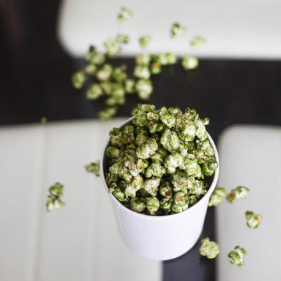 MATCHA POPCORN WITH CACAO DRIZZLE