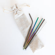 Rainbow Straw Set with Free Eco Cloth Bag. - Being Co.
