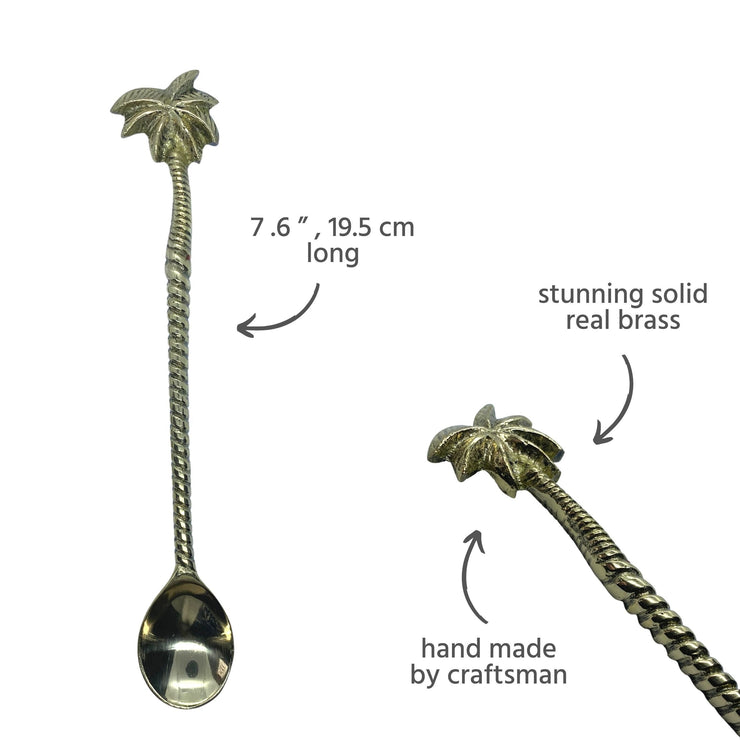 SOLID BRASS PALM TREE SPOON TALL - Being Co.