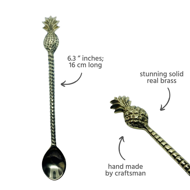SOLID BRASS PINEAPPLE SPOON SMALL - Being Co.